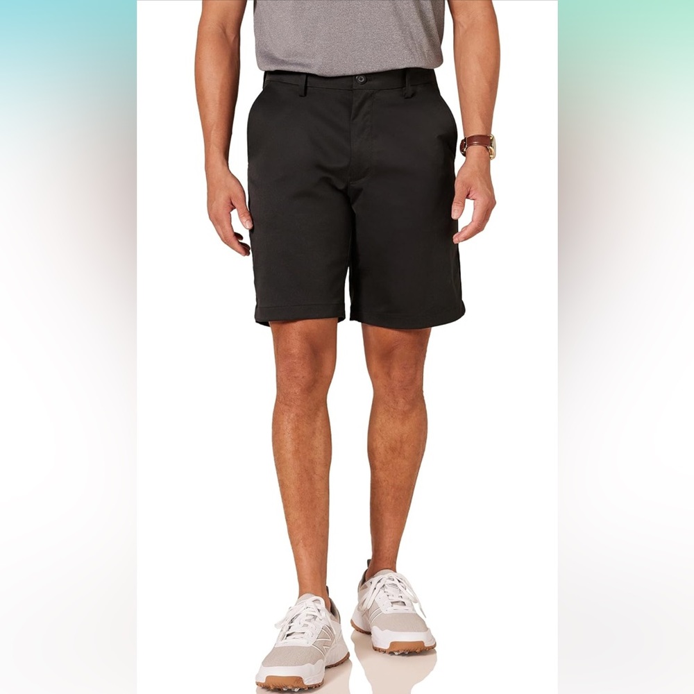 Amazon Essentials Men's Classic-Fit Stretch Golf Short Black Khakis Waist 36